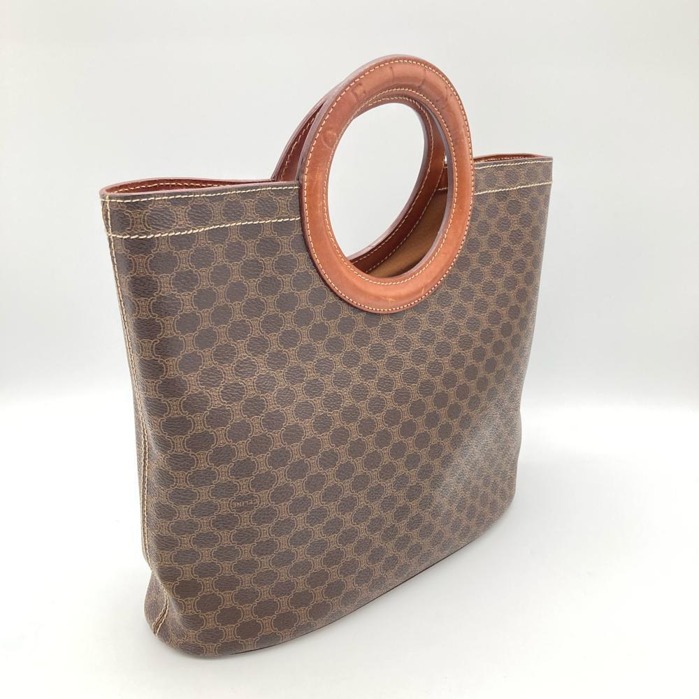 セリーヌ CELINE マカダム ハンドバッグ PVCコーティングキャンバス ブラウン