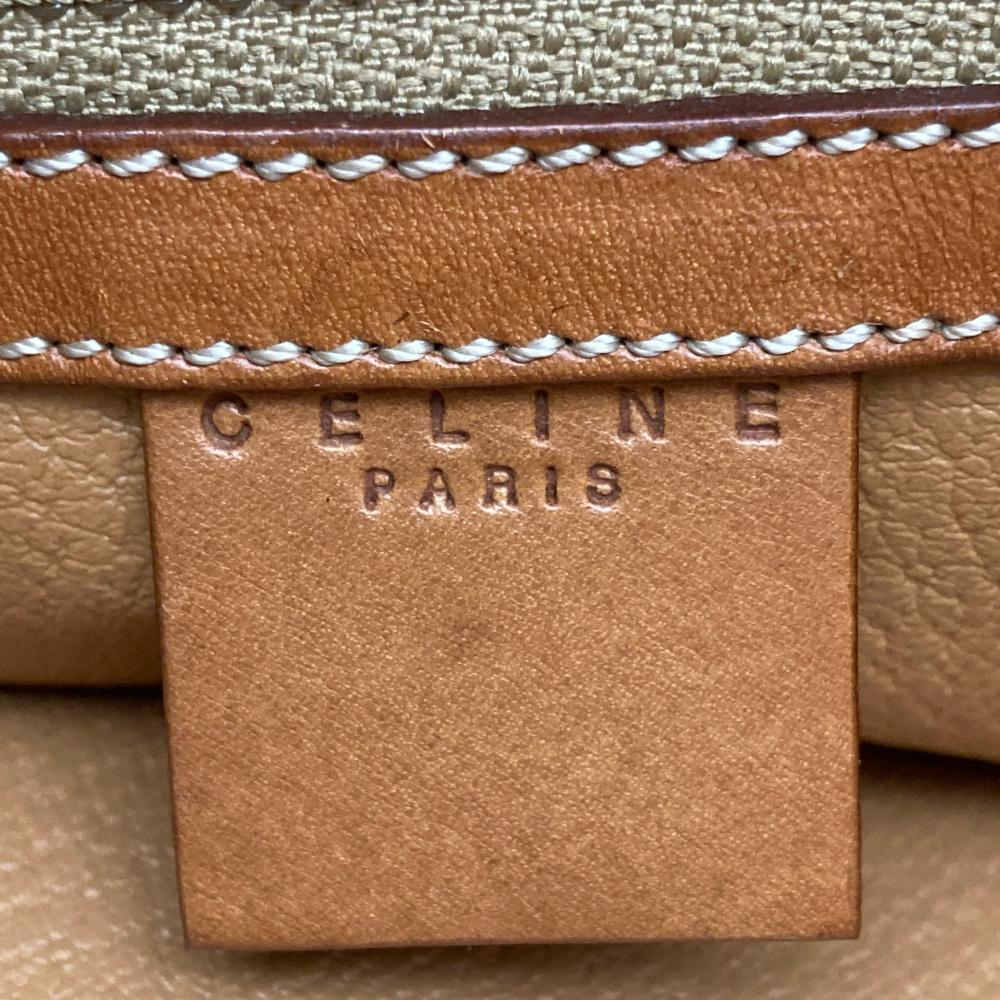 セリーヌ CELINE マカダム ハンドバッグ PVCコーティングキャンバス ブラウン
