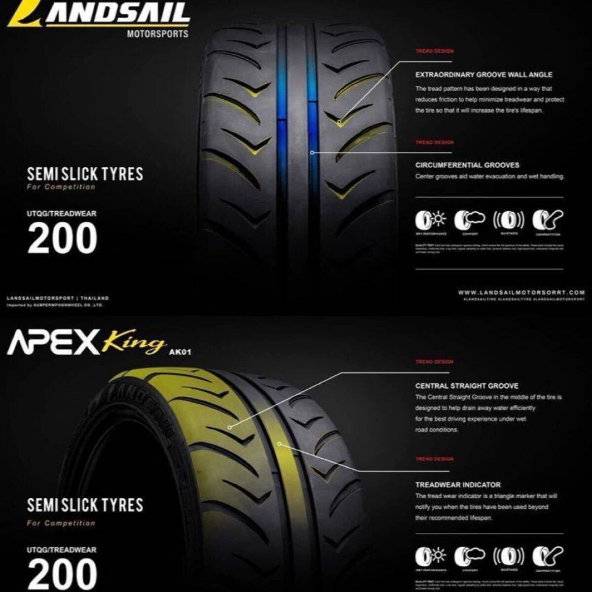 LANDSAIL APEX King AK01 TW200 255/35ZR18 255/35/18 255/35R18 TW200 время attack дрифт Land Sale 