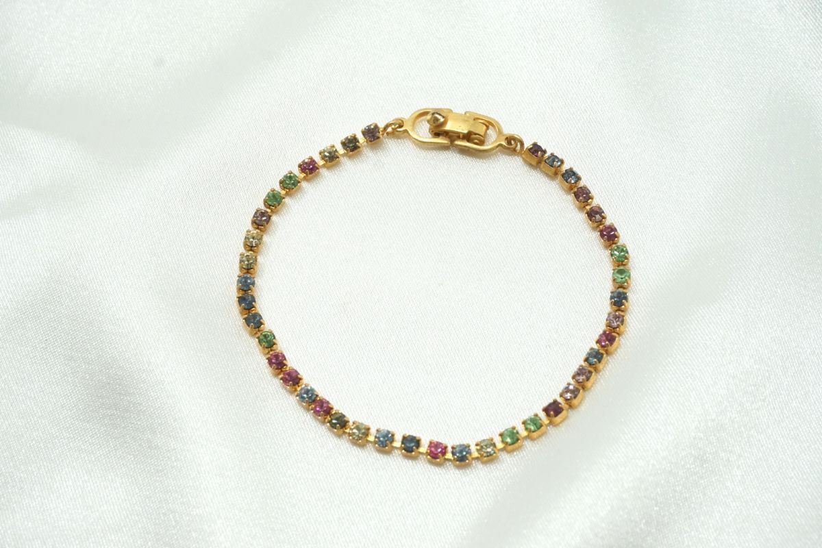  Christian Dior Vintage браслет цвет стразы красочный аксессуары золотой Gold Christian Dior 2162j