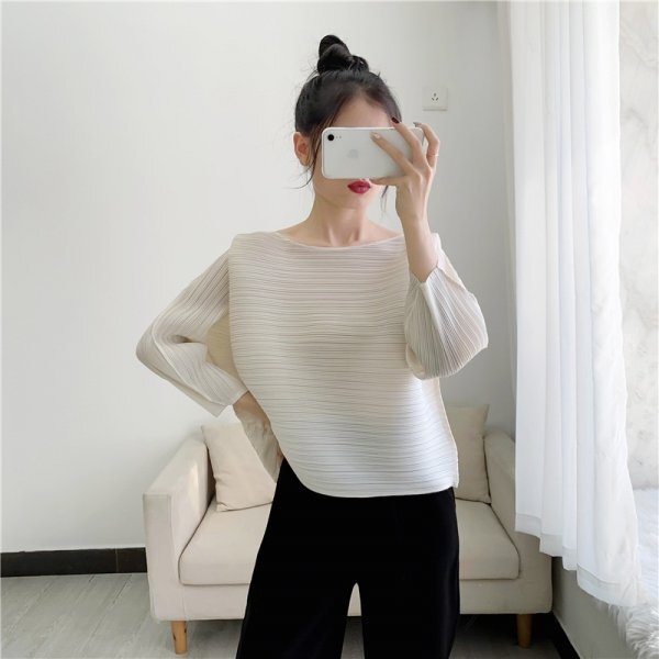 2503 женский pleats плиссировать рубашка pra незначительный ощущение эластичность есть соединять дешевый 7 минут длина рукава зеленый цвет серия 