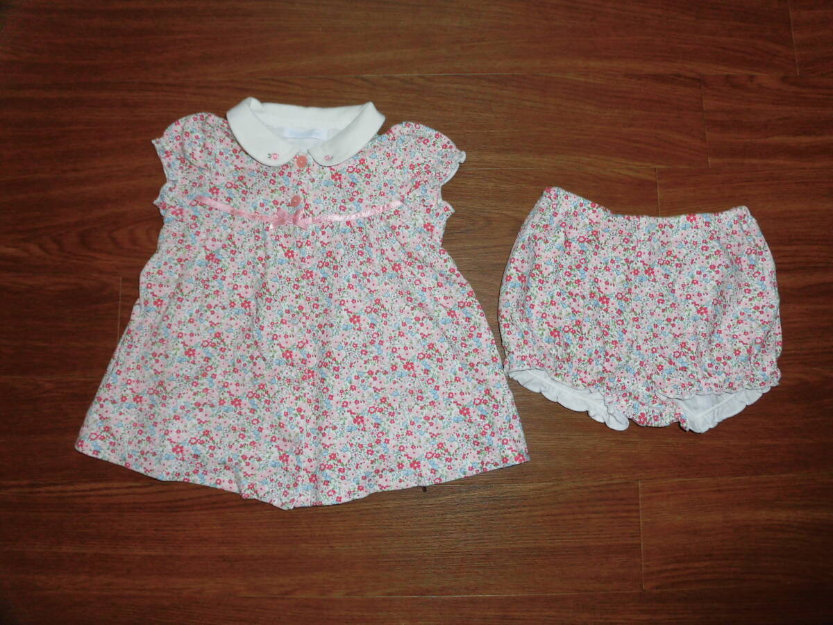 BEBE ベベ 花柄ワンピース S 70~80 ブルマ付き 1741-10509_画像1