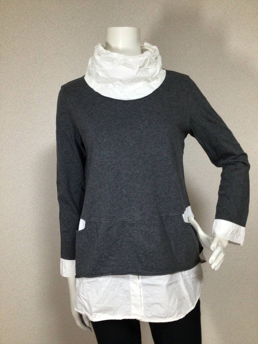 M2552/センソユニコ i+mu サイドポケット付オシャレカットソー/38/グレー_画像1