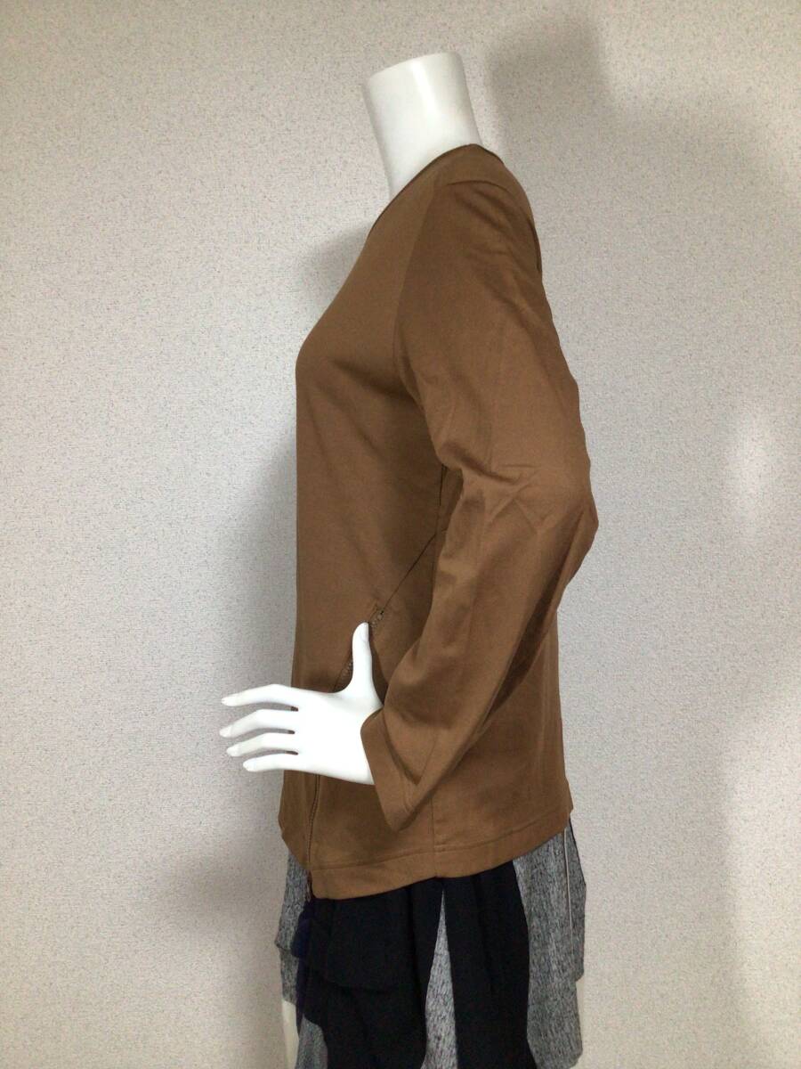 M2585／センソユニコ　POINTLIGNE オシャレなジッパーカットソー／38／ブラウン_画像4