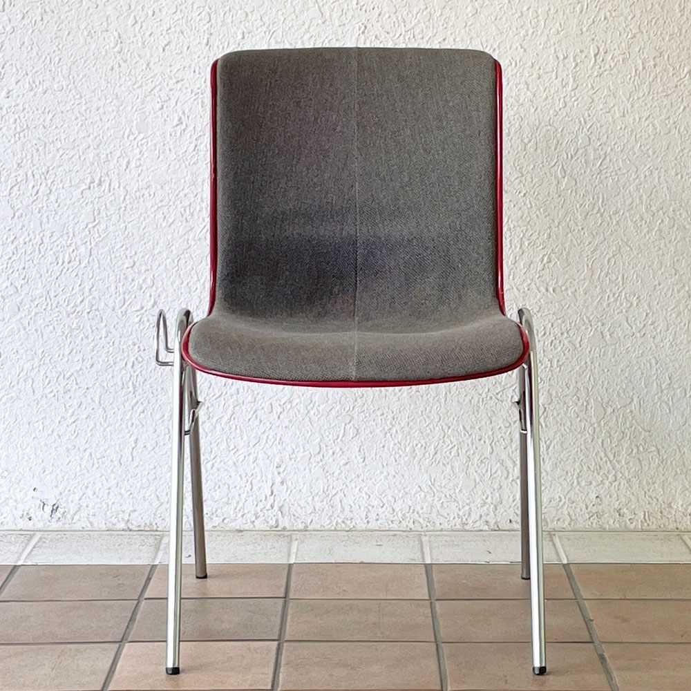 ◇ コトブキ KOTOBUKI FRP サイドチェア 別注 レッドシェル オリジナルファブリック グレー スタッキングベース 低サイズ 柳宗理 B