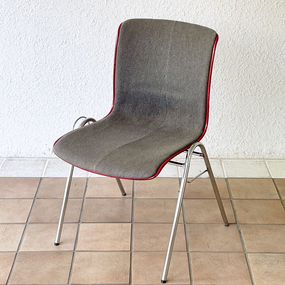 ◇ コトブキ KOTOBUKI FRP サイドチェア 別注 レッドシェル オリジナルファブリック グレー スタッキングベース 低サイズ 柳宗理 B