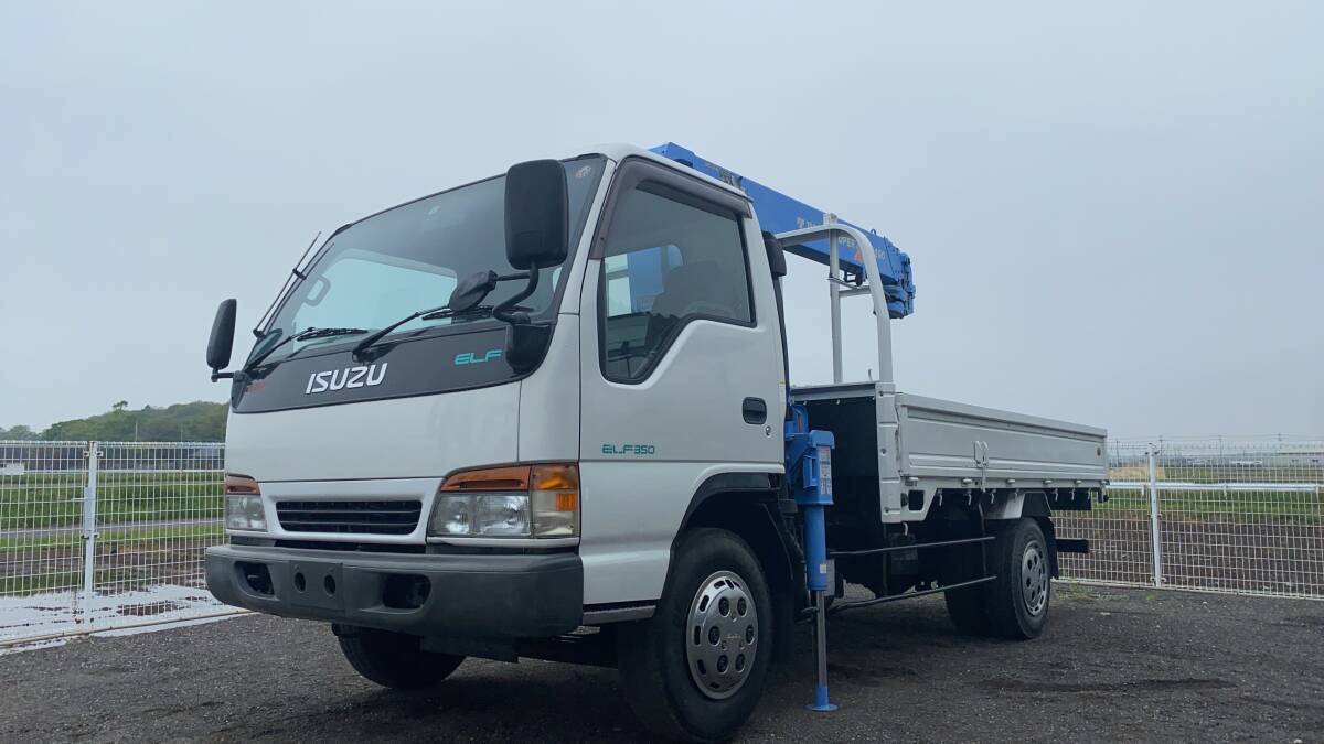 平成9年　ELF　ラジコン付　 4段クレーン車 いすゞ エルフ 　NPR70LR 3500Kg　6MTターボ 車検付き 　茨城発