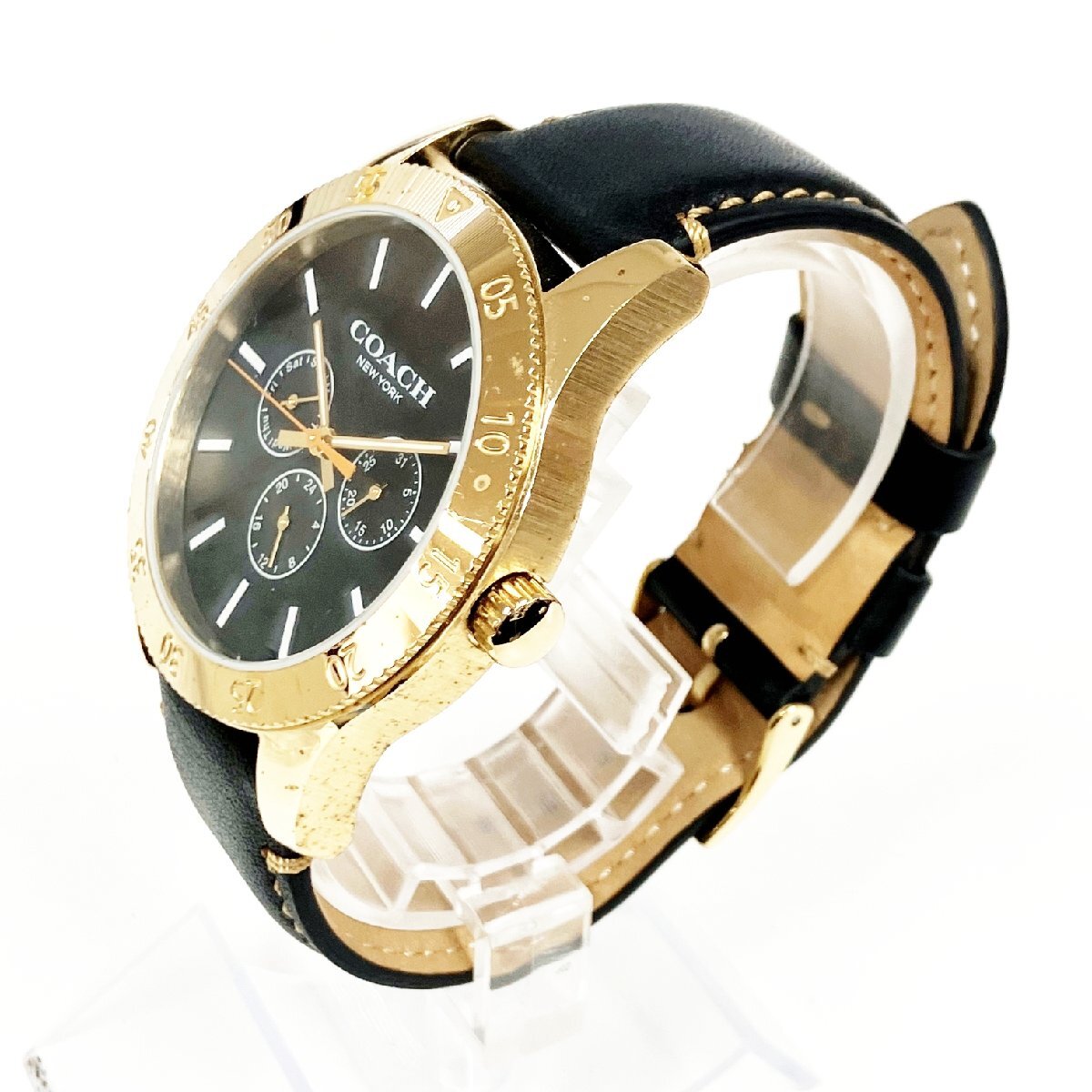 【1円スタート】COACH コーチ CA.133.2.95.1751 GP×SS ブラック文字盤 クオーツ メンズ腕時計 383921