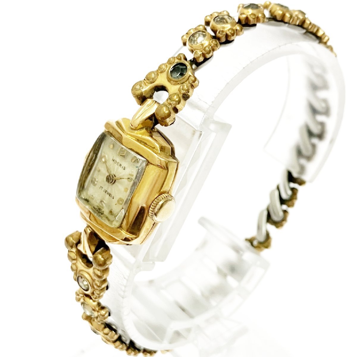 【1円スタート】【アンティーク】MOERIS モーリス 17石 18K/0.750刻印 手巻き レディース腕時(shí)計(jì) 383934