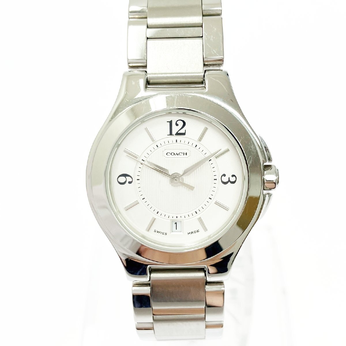 【1円スタート】COACH コーチ 0154/0155 SS シルバー文字盤 クオーツ ペアウォッチ 腕時計 383964