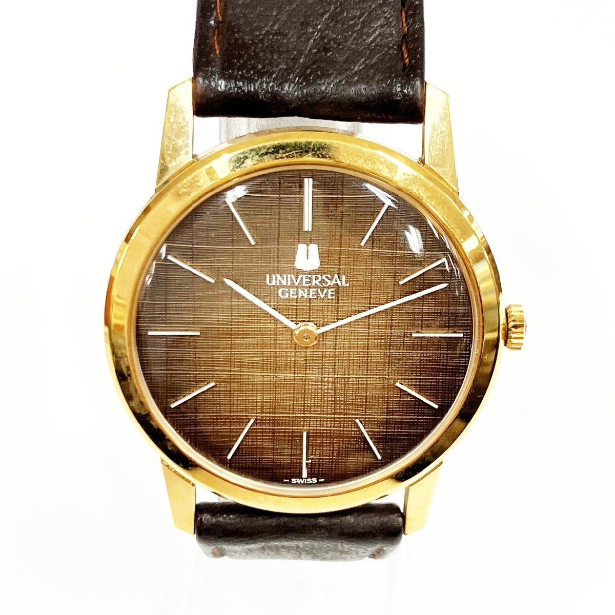 【1円スタート】Universal Geneve ユニバーサル?ジュネーブ ラウンド GP×革ベルト 手巻き ボーイズ腕時計 427441