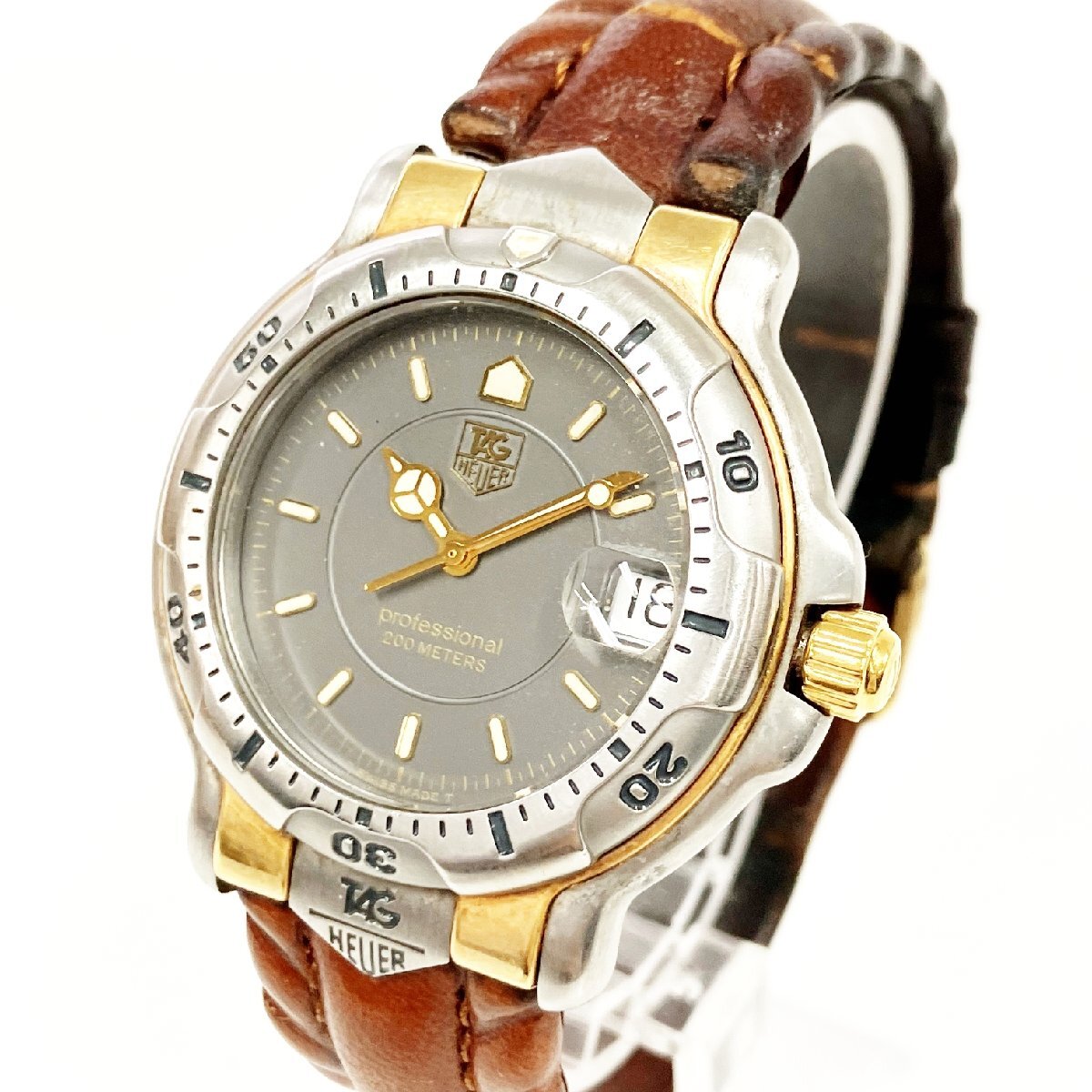 【1円スタート】【訳あり品】TAG HEUER タグホイヤー WH1152 プロフェッショナル GP×SS グレー文字盤(pán) クオーツ メンズ腕時(shí)計(jì) 400602