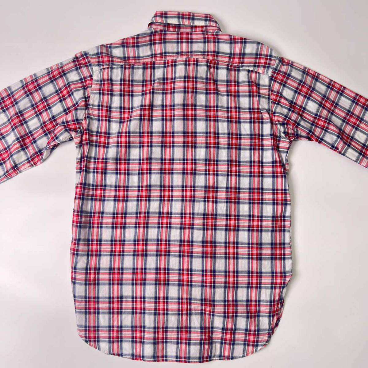 USA制 ENGINEERED GARMENTS NEW YORK エンジニアドガーメンツ チェック 貓目ボタン 山ポケ 長袖 ワークシャツ S/レッド×ブルー系 メンズ