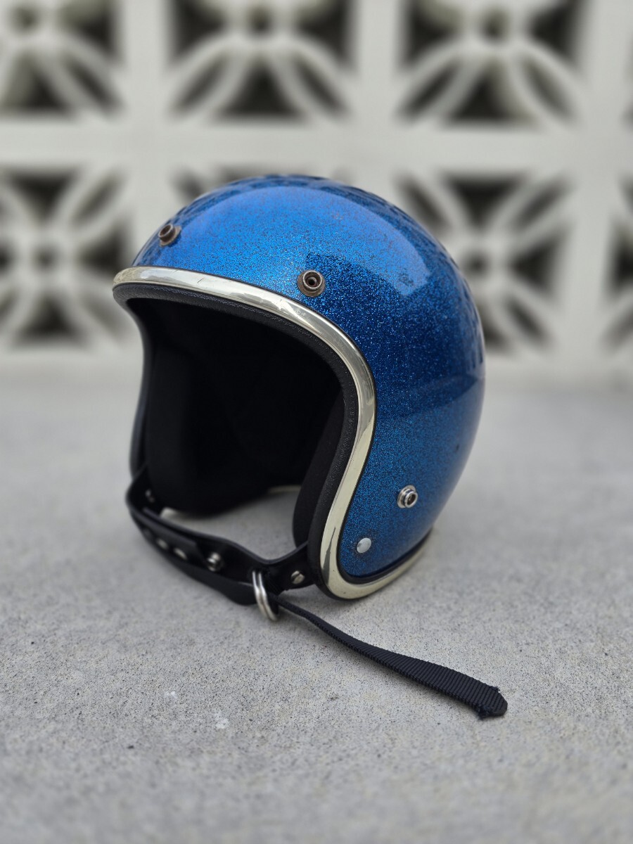 ARTHUR FULMER AF40 BLUE METALFLAKE 59～61cm アーサーフルマー ブルーメタルフレーク ビンテージヘルメット ダブルストラップ　送料込