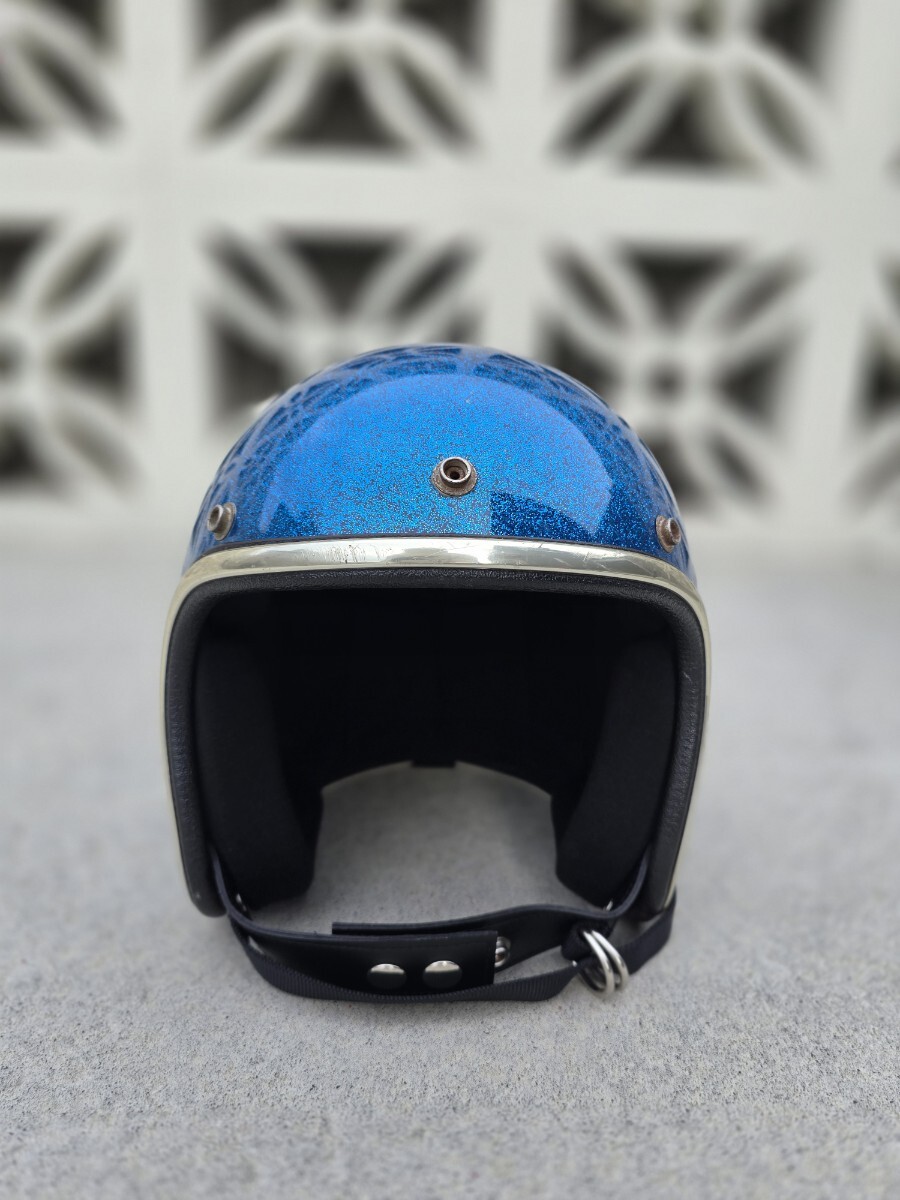 ARTHUR FULMER AF40 BLUE METALFLAKE 59～61cm アーサーフルマー ブルーメタルフレーク ビンテージヘルメット ダブルストラップ　送料込