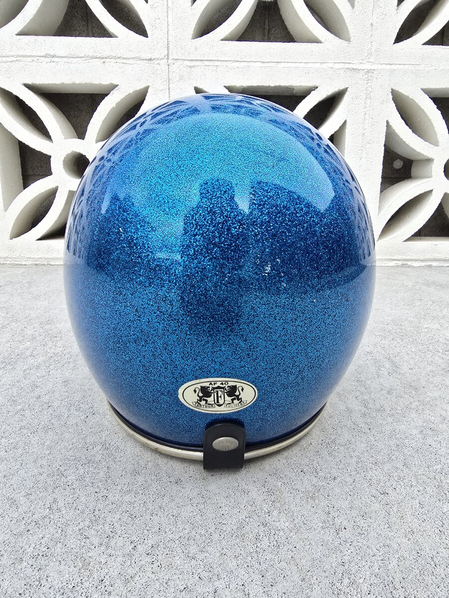 ARTHUR FULMER AF40 BLUE METALFLAKE 59～61cm アーサーフルマー ブルーメタルフレーク ビンテージヘルメット ダブルストラップ　送料込