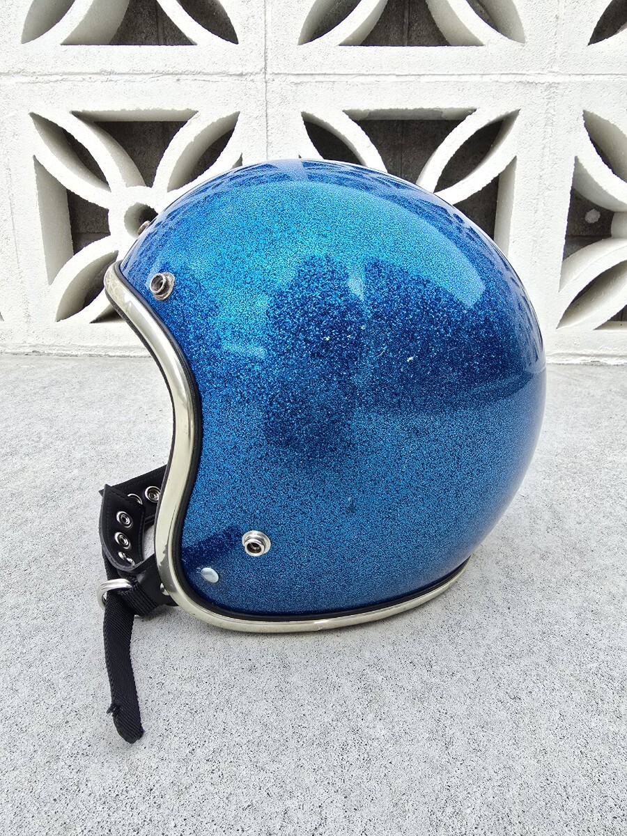 ARTHUR FULMER AF40 BLUE METALFLAKE 59～61cm アーサーフルマー ブルーメタルフレーク ビンテージヘルメット ダブルストラップ　送料込