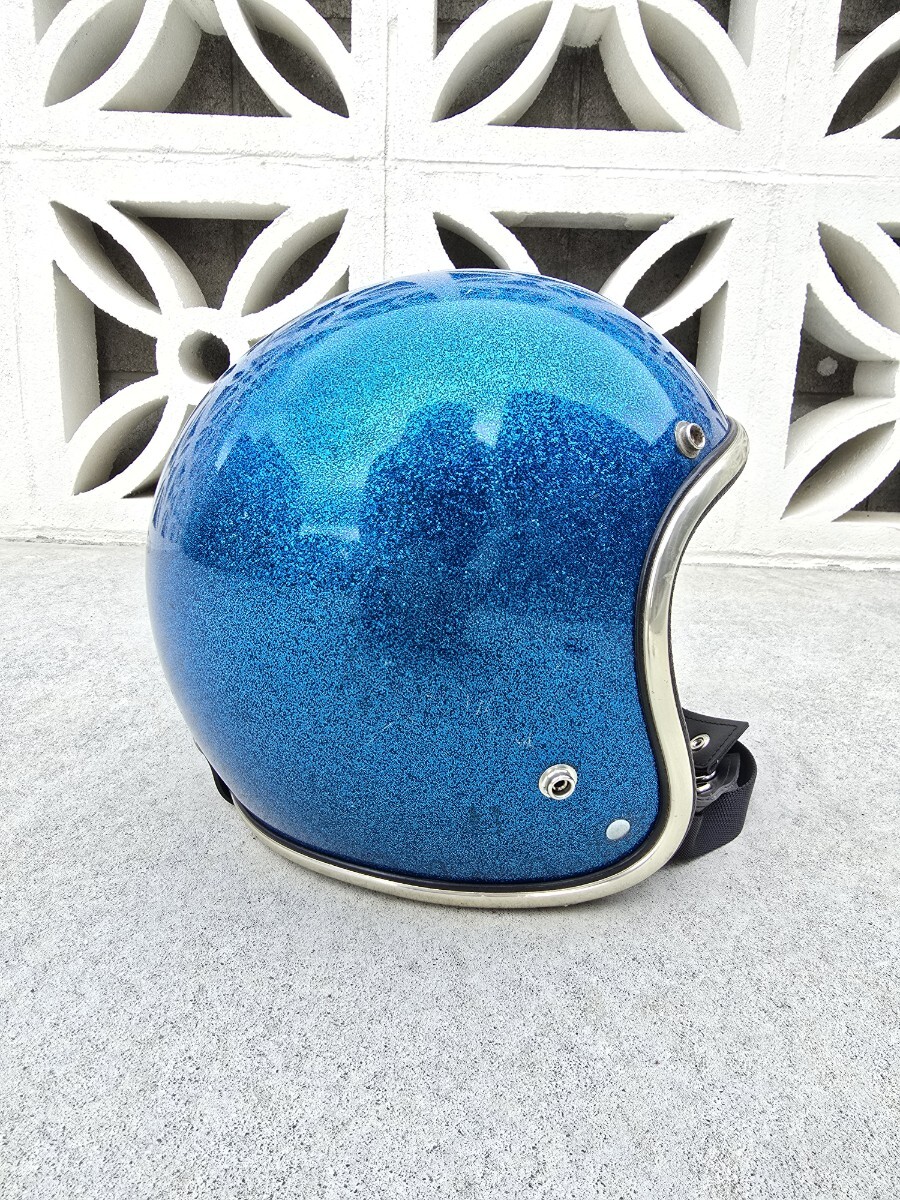 ARTHUR FULMER AF40 BLUE METALFLAKE 59～61cm アーサーフルマー ブルーメタルフレーク ビンテージヘルメット ダブルストラップ　送料込
