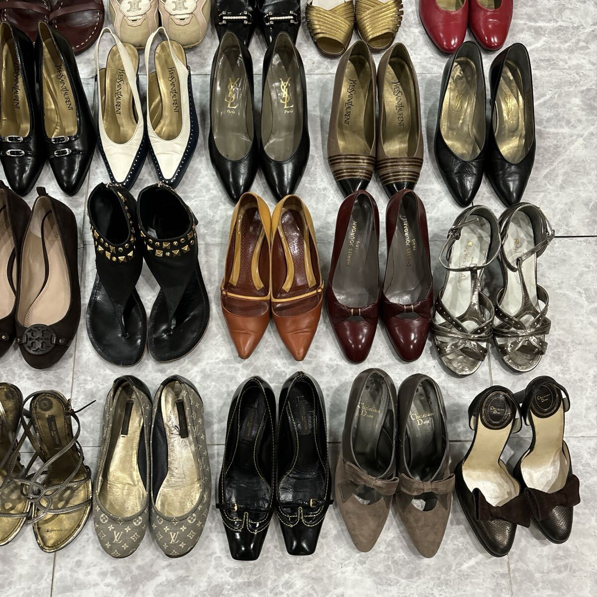 1円~＊ 高級(jí)婦人靴 まとめ売り 41點(diǎn)セット LOUIS VUITTON / CHANEL / Dior / CELINE / YSL / Sergio Rossi ヒール パンプス 靴 ブーツ 卸売