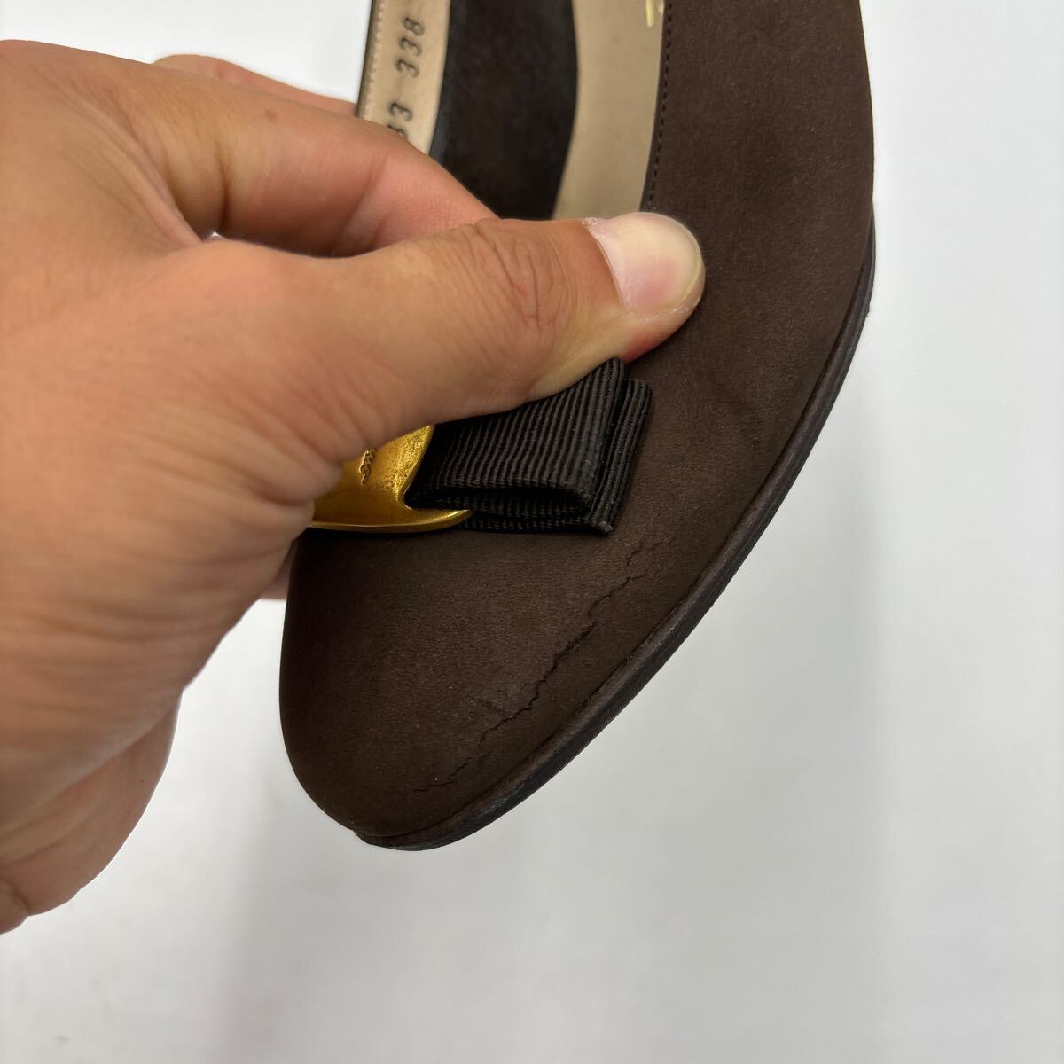 J ＊ イタリア制 '高級婦人靴' Salvatore Ferragamo サルヴァトーレフェラガモ 本革 ヴァラリボン ヒール / パンプス 5.5C 22.5cm 