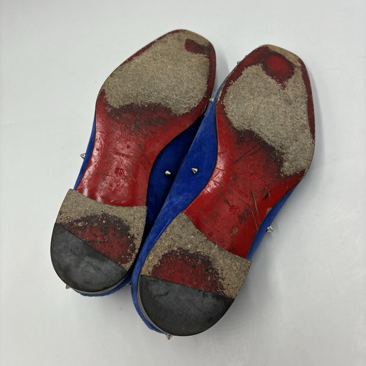 V ＊ イタリア制 '高級感溢れる' Christian Louboutin クリスチャンルブタン 本革 スタッズ オペラシューズ 革靴 ローファー EU39 24.5cm