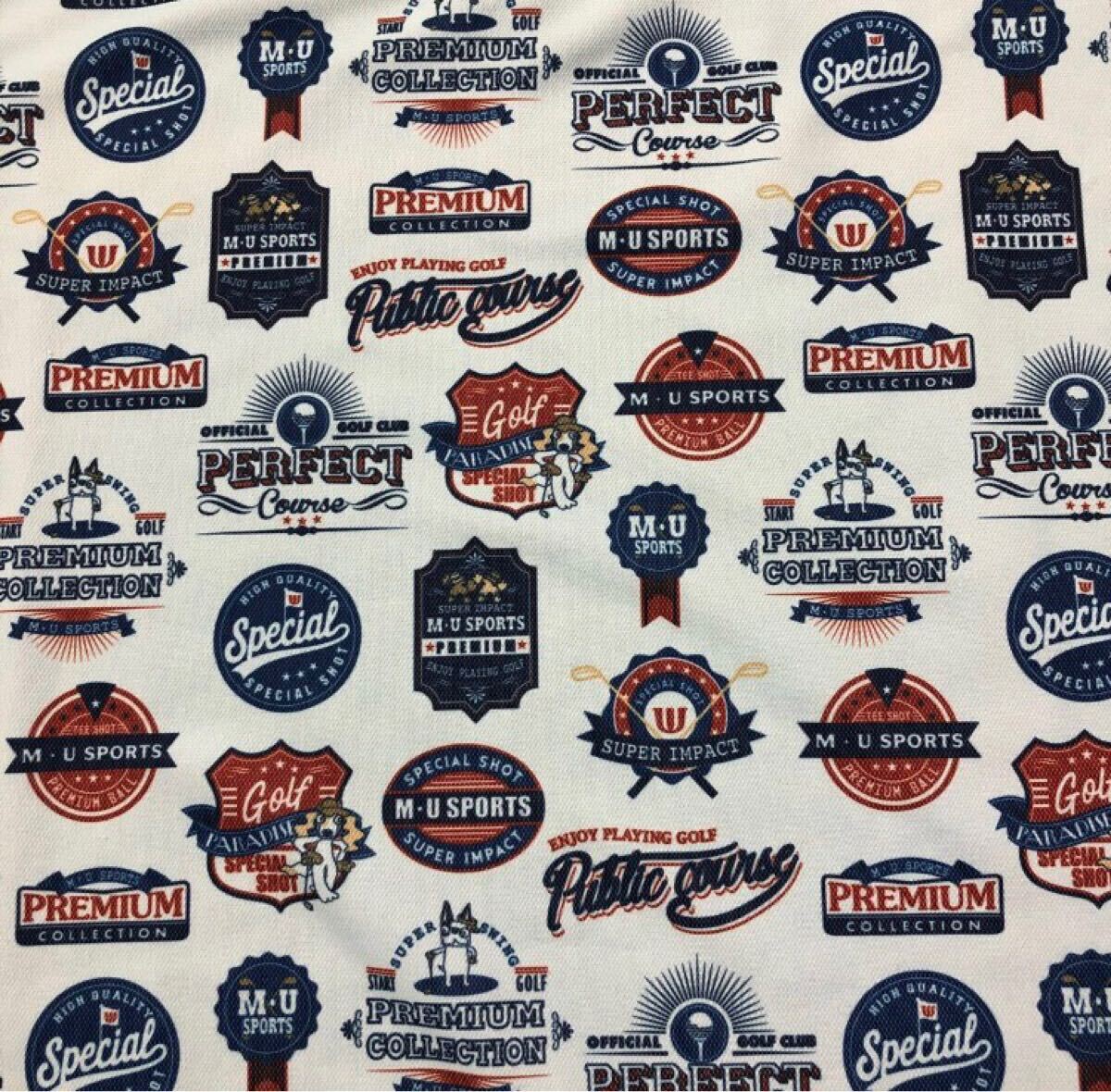 送料無料 未着用 タグ付 定価2.5万 ● M.U SPORTS ミエコウエサコ ● ロゴ総柄 吸汗速乾 UVカット 長袖 ハーフジップ ゴルフ シャツ_画像5