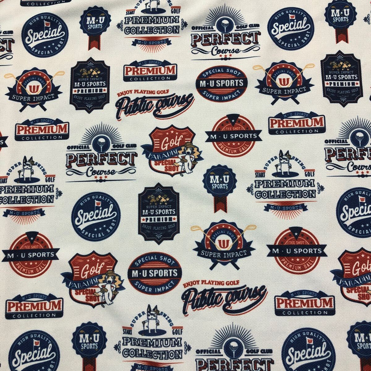 送料無料 未着用 タグ付 定価2.5万 ● M.U SPORTS ミエコウエサコ ● ロゴ 総柄 吸汗速乾 UVカット 長袖 ハーフジップ ゴルフ シャツ_画像5