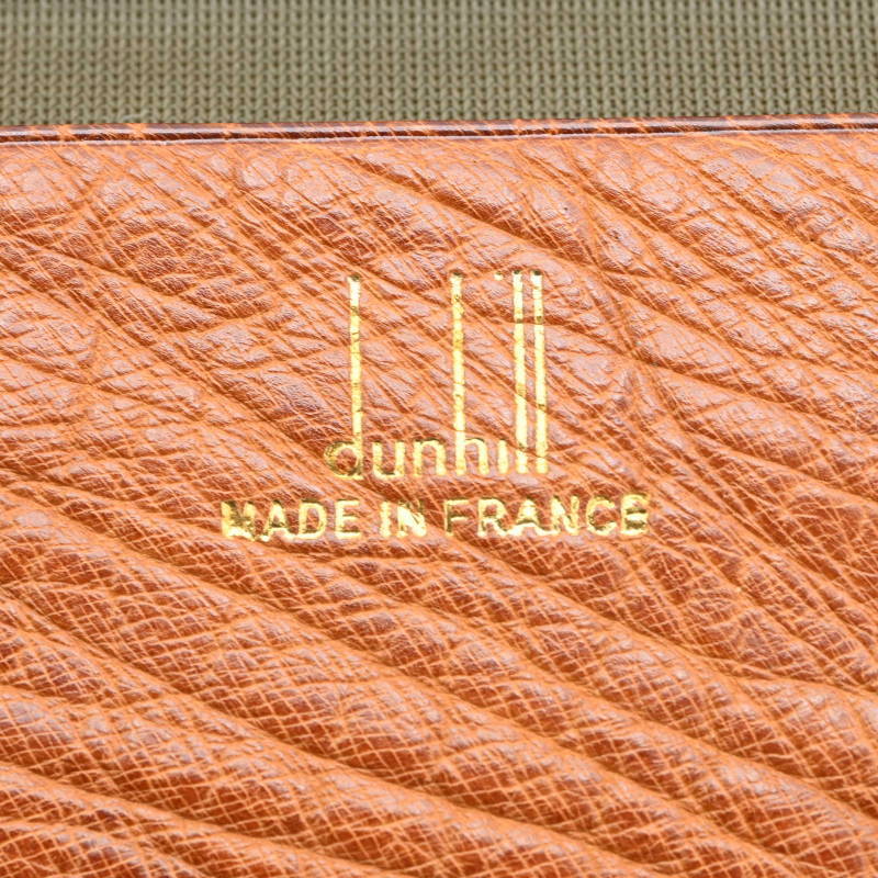 S05-k053 dunhill ダンヒル オーストリッチ 長札入れ 長財布 チャ
