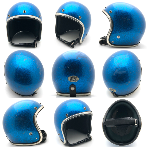 送料無(wú)料 ARTHUR FULMER AF20 BLUE METALFLAKE 60cm/アーサーフルマービンテージヘルメット青ブルー英車(chē)英國(guó)車(chē)トライアンフbsavespa舊車(chē)70s