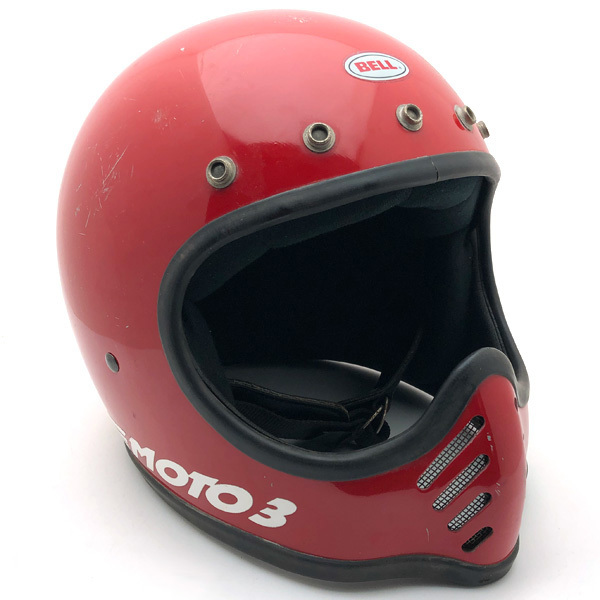 送料無料 5月14日値下 BELL MOTO3 RED 57cm/ベルモト3ビンテージヘルメット赤レッドvmxオフロードフルフェイスヘルメットmoto4starモト4