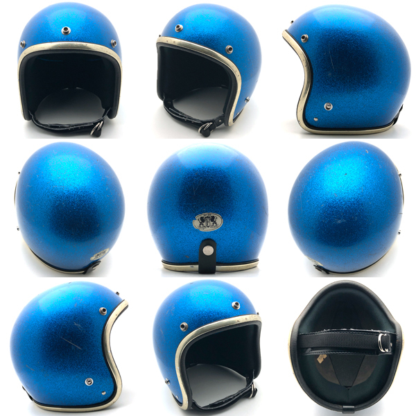 送料無料 5月27日値下 ARTHUR FULMER AF20 BLUE METALFLAKE 62cm/アーサーフルマービンテージヘルメット青ブルー英車英國車トライアンフ70s