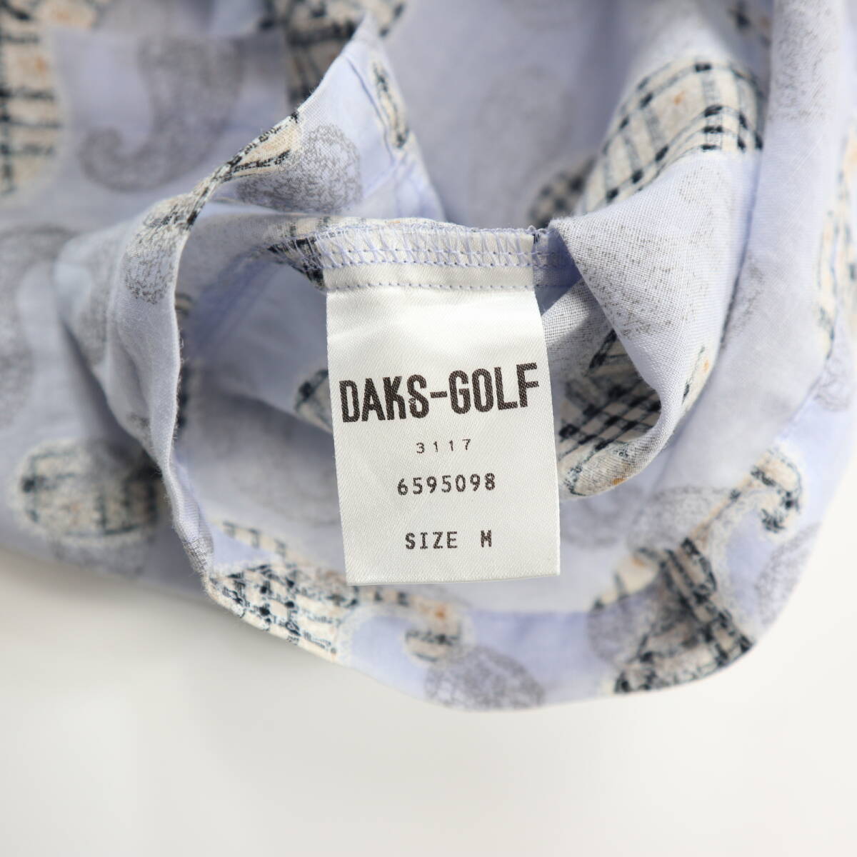 美品★綿麻★DAKS GOLF ダックス・ゴルフ コットンリネン チェックペイズリー半袖シャツ/Mサイズ_画像8