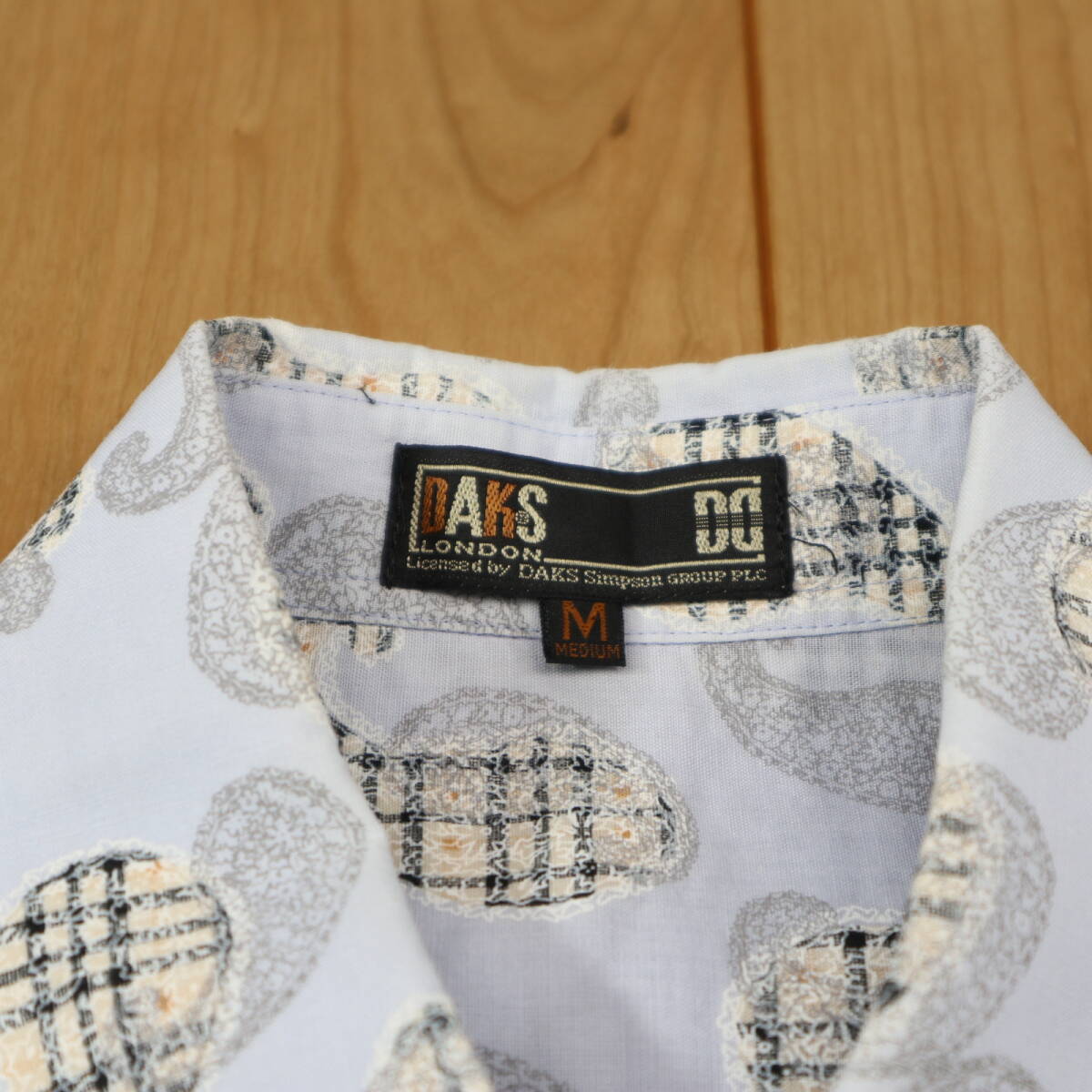 美品★綿麻★DAKS GOLF ダックス・ゴルフ コットンリネン チェックペイズリー半袖シャツ/Mサイズ_画像7