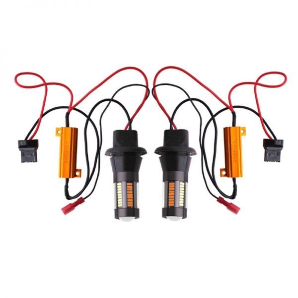 SMD66連 T20 T20ピンチ部違い LED ウィンカー ポジション キット 赤/橙 アンバー レッド ハイフラ防止 抵抗付 FG308