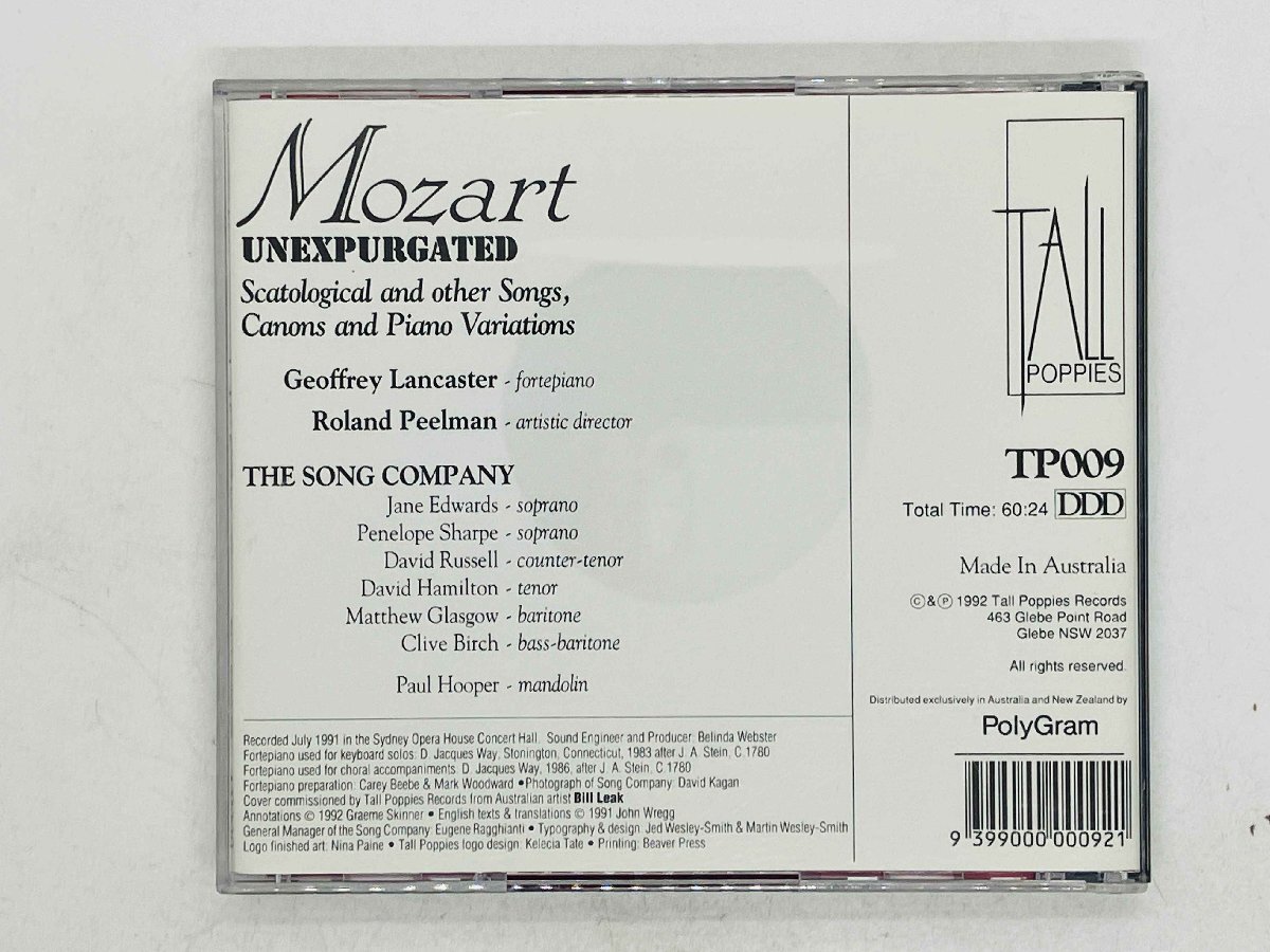 即決CD Mozart Unexpurgated / The Song Company / お下品モーツァルト / TP009 J04