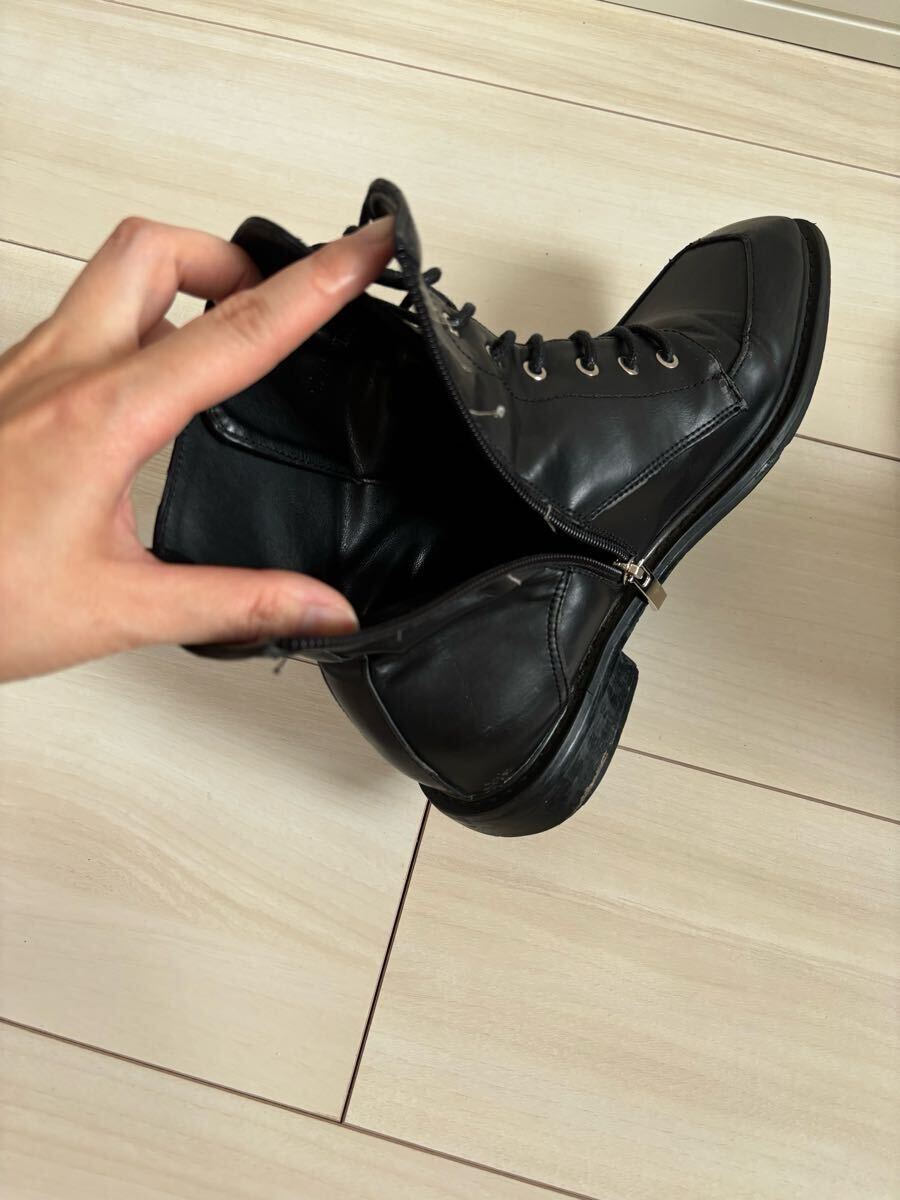 ◯(690)ブラック スクエアトゥー ショートブーツ(24.0cm)_画像7