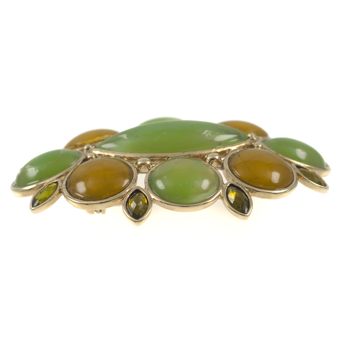 A10643◆【LC】◆ ３色のカラーストーン 色石 黃緑 イエロー Liz Claiborne ◆ ヴィンテージブローチ ◆