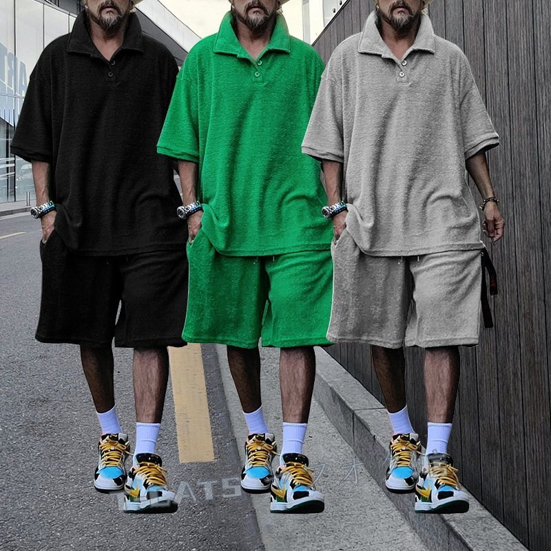 ☆新品 ジャージ 上下セットアップ メンズ スウェット 無地 半袖 Tシャツ ハーフパンツ 部屋著 トレーナー ルームウェア 大きいサイズ 夏