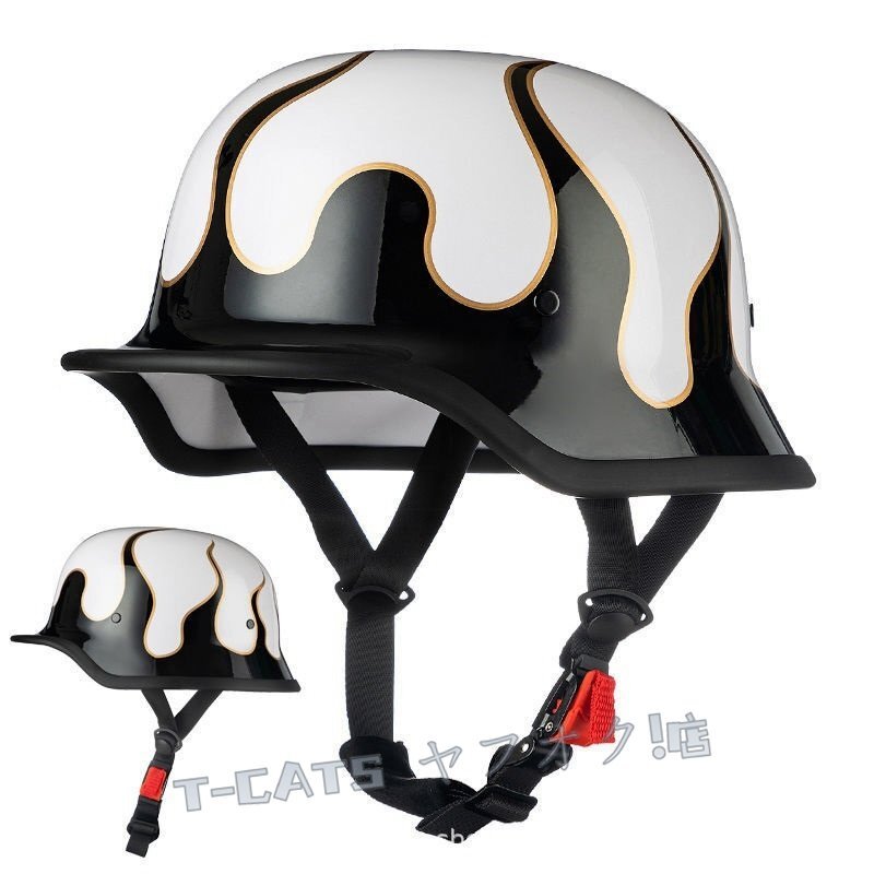 ☆新品ハーフヘルメット 半ヘルメット ドイツ軍 ヘルメット レトロヘルメット 半帽ヘルメット 耐沖撃性 超軽量 6色選択可 Ｍ~2XL 白黒