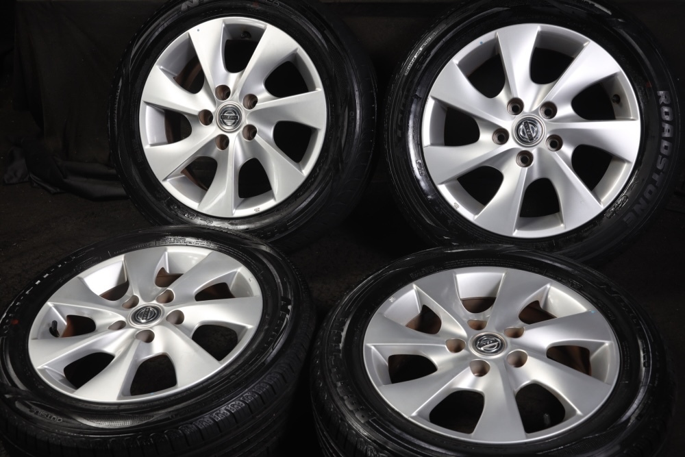 ★バリ山 195/60R16 日産純正アルミ ROADSTONE 2021年制 ラジアル 4本セット シルフィセレナe-POWERハイブリッドノートラフェスタ等