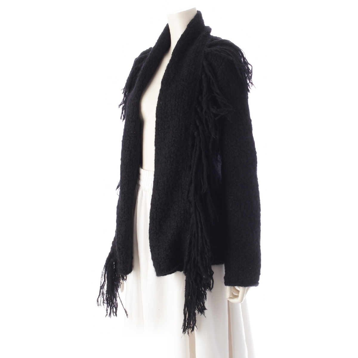 グッチ モヘア フリンジカーディガン ポンチョ 304359 ブラック XS【中古】