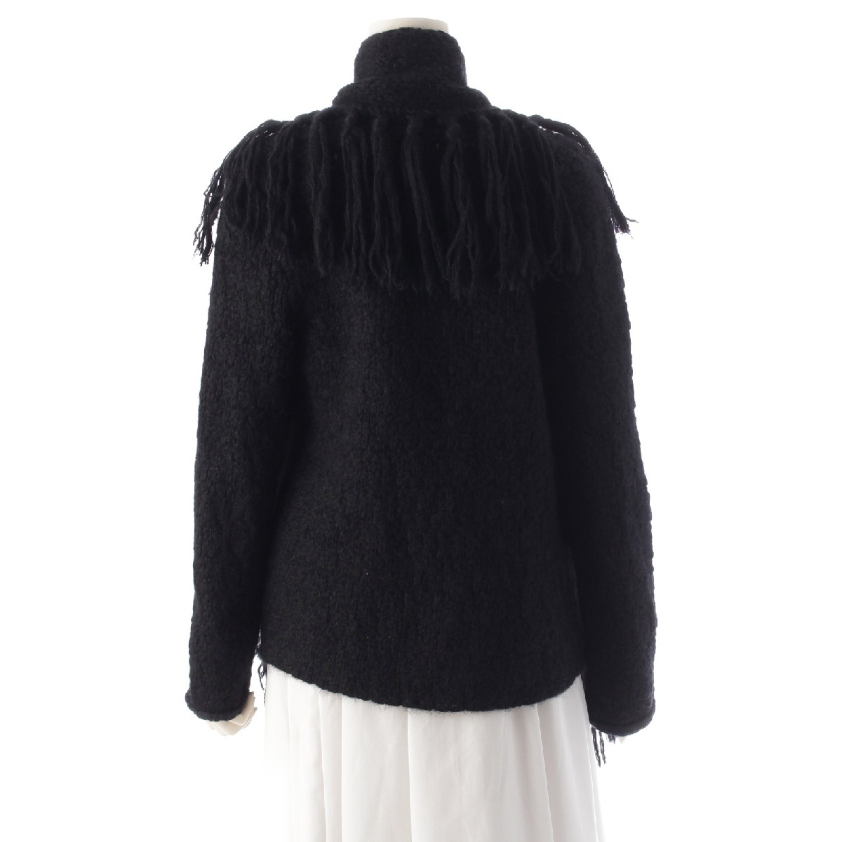 グッチ モヘア フリンジカーディガン ポンチョ 304359 ブラック XS【中古】