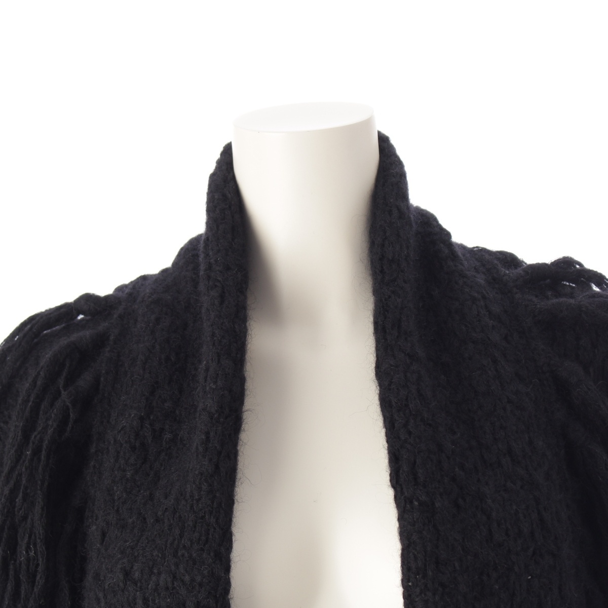 グッチ モヘア フリンジカーディガン ポンチョ 304359 ブラック XS【中古】