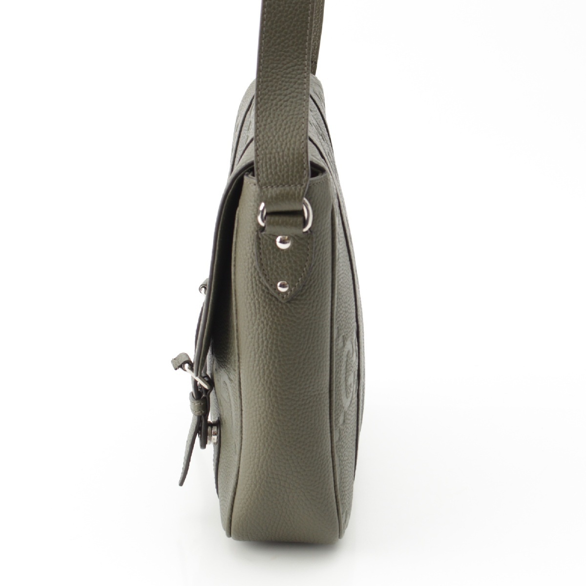 グッチ エンボスレザー ジャンボGG ミディアム メッセンジャーバッグ 760234 カーキ【中古】