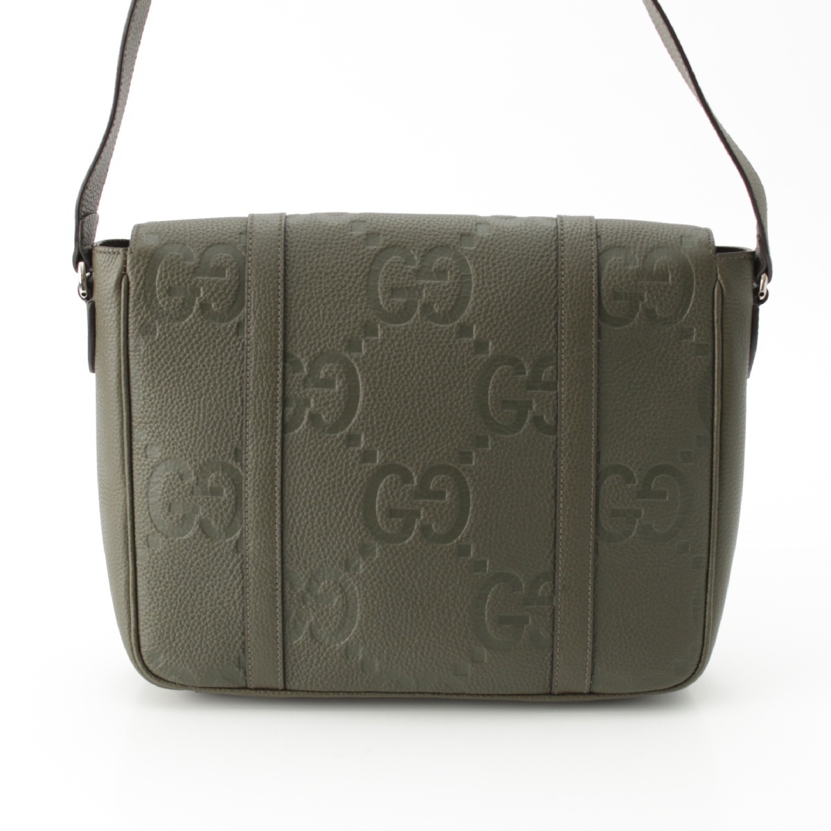 グッチ エンボスレザー ジャンボGG ミディアム メッセンジャーバッグ 760234 カーキ【中古】