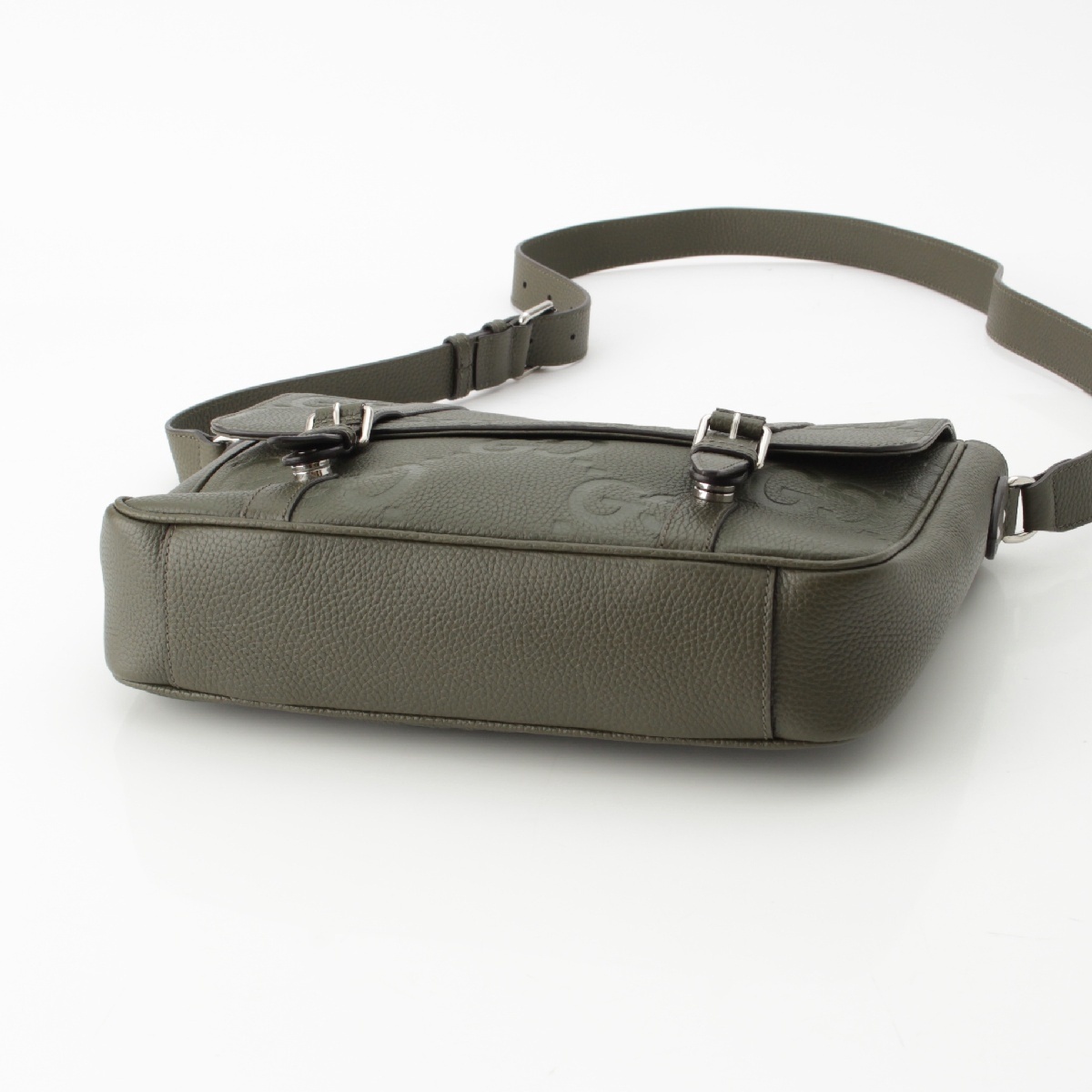 グッチ エンボスレザー ジャンボGG ミディアム メッセンジャーバッグ 760234 カーキ【中古】