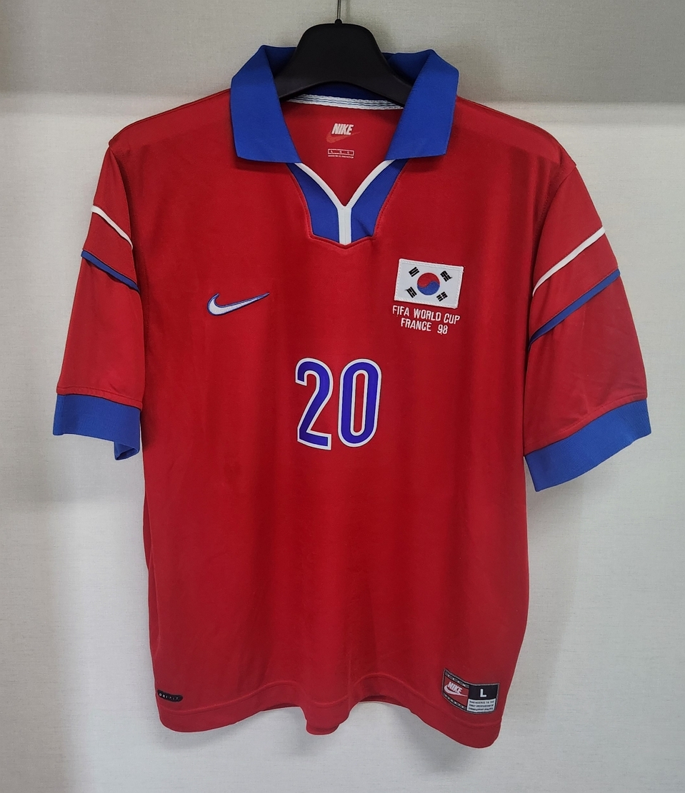 98W杯 韓國(guó) Korea KFA(H)＃20 洪明甫(ホン?ミョンボ) M B HONG nike正規(guī) 1998 WC仕様 L