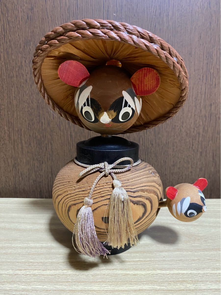 昭和レトロ☆狸置物☆アンティーク☆木彫り☆ 民芸品(木工、竹