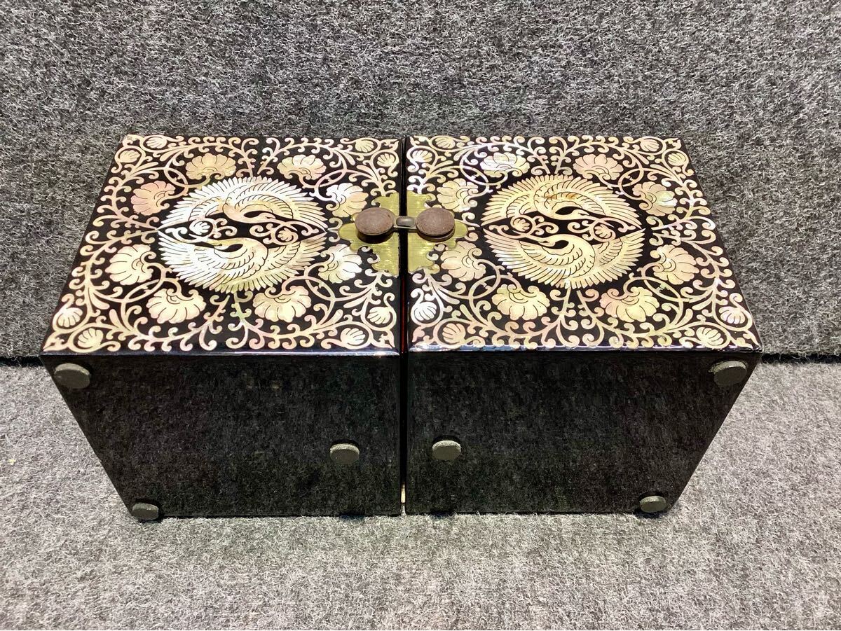 螺鈿細工 小物入れ 韓国 伝統工芸品 双子宝石箱 アクセサリー