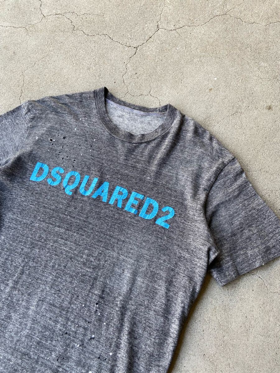 DSQUARED2 18SS ARCHIVE ダメージ ペイント加工 ロゴ Tシャツ